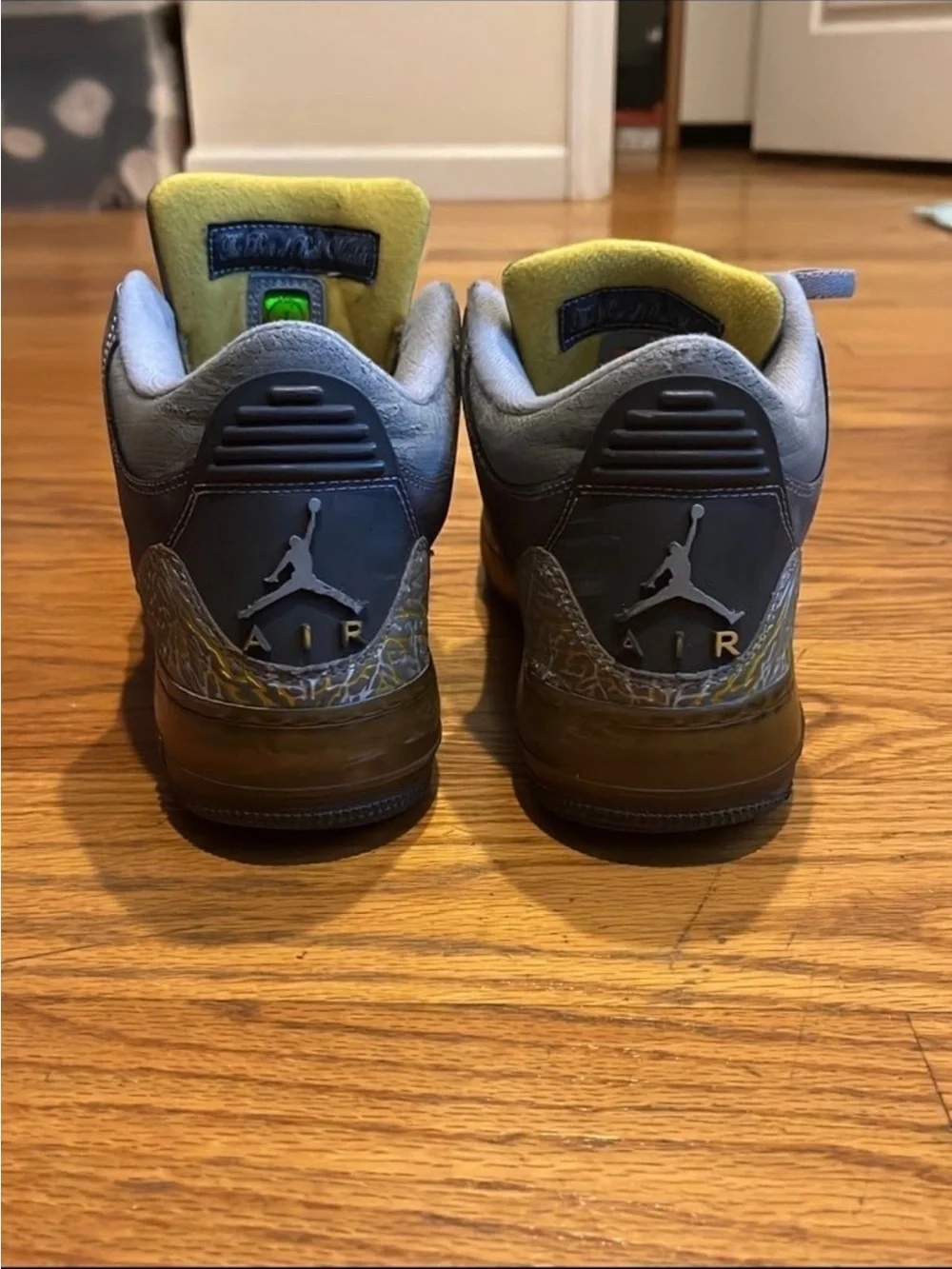 Jordan Gray and Yellow Retro Basketball Shoes